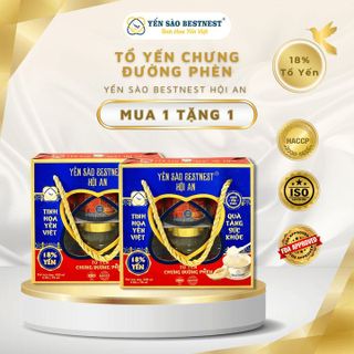 YẾN SÀO BESTNEST HỘI AN - TỔ YẾN CHƯNG SẴN ĐƯỜNG PHÈN 18% - HỘP QUAI XÁCH 6 HŨ X 70ML
