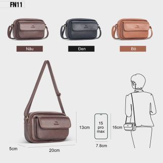 TÚI ĐEO CHÉO DA UNISEX DÁNG NGANG  FN11- FADODA