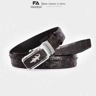 THẮT LƯNG DA CÁ SẤU THẬT FCB02GD DÂY GHÉP BẢN NHỎ 3,5CM MÀU ĐEN -FADODA