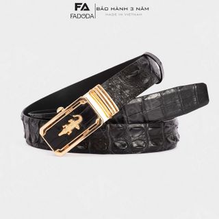 THẮT LƯNG DA CÁ SẤU THẬT FCB02GD DÂY GHÉP BẢN NHỎ 3,5CM MÀU ĐEN -FADODA