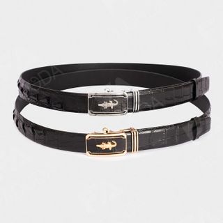 THẮT LƯNG DA CÁ SẤU THẬT FCB02GD DÂY GHÉP BẢN NHỎ 3,5CM MÀU ĐEN -FADODA