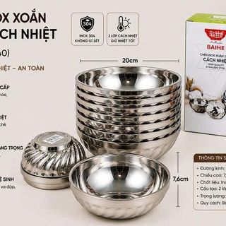 CHÉN INOX XOẮN 2 LỚP CÁCH NHIỆT 20CM (T240)