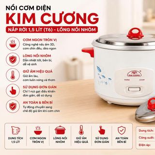 NỒI CƠM ĐIỆN KIM CƯƠNG NẮP RỜI 1,5 Lít (T6)