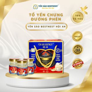 YẾN SÀO BESTNEST HỘI AN - TỔ YẾN CHƯNG SẴN ĐƯỜNG PHÈN 18% - HỘP QUAI XÁCH 6 HŨ X 70ML