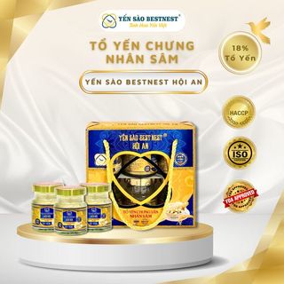 YẾN SÀO BESTNEST HỘI AN - TỔ YẾN CHƯNG SẴN NHÂN SÂM 18% - HỘP QUAI XÁCH 6 HŨ X 70ML