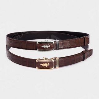 THẮT LƯNG DA CÁ SẤU THẬT  FCB02BN BẢN NHỎ 3.5CM LÀM TỪ DA BỤNG CÁ SẤU MÀU NÂU - FADODA