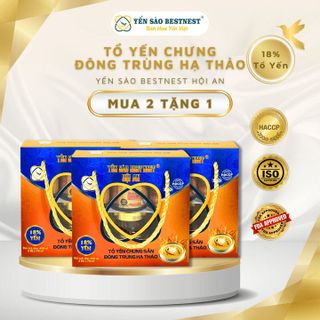 YẾN SÀO BESTNEST HỘI AN - TỔ YẾN CHƯNG SẴN ĐÔNG TRÙNG 18% - HỘP QUAI XÁCH 6 HŨ X 70ML