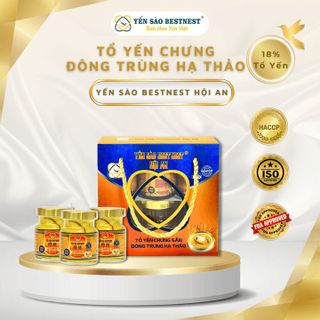 YẾN SÀO BESTNEST HỘI AN - TỔ YẾN CHƯNG SẴN ĐÔNG TRÙNG 18% - HỘP QUAI XÁCH 6 HŨ X 70ML