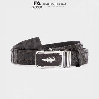 THẮT LƯNG DA CÁ SẤU  FCB04GD BẢN GHÉP 4.0 CM DA LƯNG GÙ MÀU ĐEN - FADODA