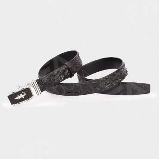 THẮT LƯNG DA CÁ SẤU  FCB04GD BẢN GHÉP 4.0 CM DA LƯNG GÙ MÀU ĐEN - FADODA