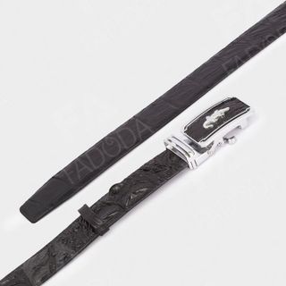 THẮT LƯNG DA CÁ SẤU  FCB04GD BẢN GHÉP 4.0 CM DA LƯNG GÙ MÀU ĐEN - FADODA