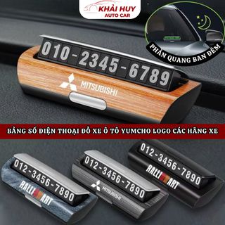 (BÁN SỈ) Bảng Ghi Số Điện Thoại Đỗ Xe Ô Tô YUMCHO Dán Logo Hãng Xe Cao Cấp Sang Trọng 6 Dãy Số Phản Quang