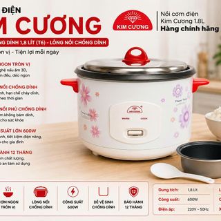 NỒI CƠM ĐIỆN KIM CƯƠNG NẮP RỜI CHỐNG DÍNH 1,8 Lít (T6)