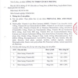 Viên Uống Vitamin Tổng Hợp Cho Bà Bầu - Prenatal DHA & Folic Acic