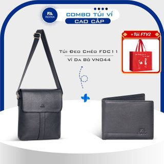 COMBO TÚI ĐEO CHÉO NAM ĐỰNG IPAD FDC11 VÀ VÍ DA BÒ VN044
