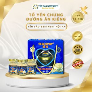 YẾN SÀO BESTNEST HỘI AN - TỔ YẾN CHƯNG SẴN ĐƯỜNG ĂN KIÊNG 18% - HỘP QUAI XÁCH 6 HŨ X 70ML