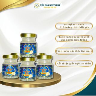 YẾN SÀO BESTNEST HỘI AN - TỔ YẾN CHƯNG SẴN ĐƯỜNG ĂN KIÊNG 18% - HỘP QUAI XÁCH 6 HŨ X 70ML