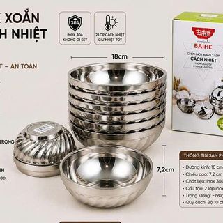 CHÉN INOX XOẮN 2 LỚP CÁCH NHIỆT 18CM (T300)