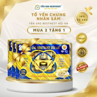 [MUA 2 TẶNG 1] YẾN SÀO BESTNEST HỘI AN - TỔ YẾN CHƯNG SẴN NHÂN SÂM 18% - HỘP QUÀ 6 HŨ X 70ML