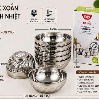 CHÉN INOX XOẮN 2 LỚP CÁCH NHIỆT 13CM (T500)