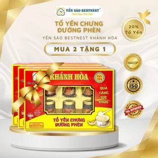 [MUA 2 TẶNG 1] YẾN SÀO BESTNEST KHÁNH HOÀ - TỔ YẾN CHƯNG SẴN ĐƯỜNG PHÈN 20% (HỘP 6 HŨ X 70ML)