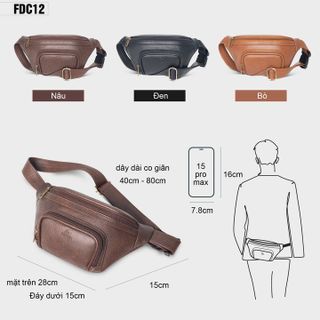 TÚI BAO TỬ UNISEX ĐEO CHÉO CÓ ĐAI ĐEO NGANG BỤNG FADODA FDC12-FADODA