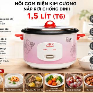 NỒI CƠM ĐIỆN KIM CƯƠNG NẮP RỜI CHỐNG DÍNH 1,5 Lít (T6)