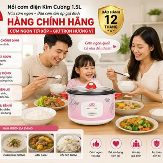 NỒI CƠM ĐIỆN KIM CƯƠNG NẮP RỜI CHỐNG DÍNH 1,5 Lít (T6)