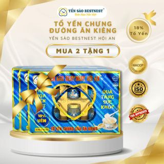[MUA 2 TẶNG 1] YẾN SÀO BESTNEST HỘI AN - TỔ YẾN CHƯNG SẴN ĐƯỜNG ĂN KIÊNG 18% - HỘP QUÀ 6 HŨ X 70ML