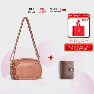 COMBO SIÊU HỜI - TÚI ĐEO CHÉO DA NỮ ĐỰNG ĐIỆN THOẠI FADODA FN39 VÀ  VÍ DA MINI NHỎ GỌN FADODA FVN20