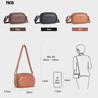 COMBO SIÊU HỜI - TÚI ĐEO CHÉO DA NỮ ĐỰNG ĐIỆN THOẠI FADODA FN39 VÀ  VÍ DA MINI NHỎ GỌN FADODA FVN20