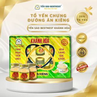 YẾN SÀO BESTNEST KHÁNH HOÀ - TỔ YẾN CHƯNG SẴN ĐƯỜNG ĂN KIÊNG 25% (HỘP 6 HŨ X 70ML)