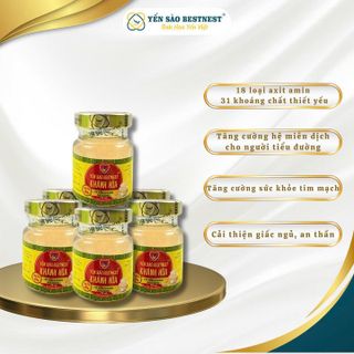 YẾN SÀO BESTNEST KHÁNH HOÀ - TỔ YẾN CHƯNG SẴN ĐƯỜNG ĂN KIÊNG 25% (HỘP 6 HŨ X 70ML)