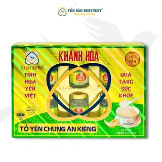 YẾN SÀO BESTNEST KHÁNH HOÀ - TỔ YẾN CHƯNG SẴN ĐƯỜNG ĂN KIÊNG 25% (HỘP 6 HŨ X 70ML)
