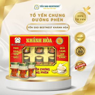 YẾN SÀO BESTNEST KHÁNH HOÀ - TỔ YẾN CHƯNG SẴN ĐƯỜNG PHÈN 20% (HỘP 6 HŨ X 70ML)