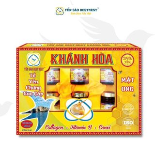 YẾN SÀO BESTNEST KHÁNH HOÀ - TỔ YẾN CHƯNG SẴN MẬT ONG 39% (HỘP 6 HŨ X 70ML)