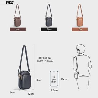 COMBO SIÊU HỜI - TÚI ĐEO CHÉO NỮ MINI FN37 VÀ  VÍ DA MINI NHỎ GỌN FADODA FVN20