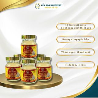 YẾN SÀO BESTNEST KHÁNH HOÀ - TỔ YẾN CHƯNG SẴN ĐƯỜNG PHÈN 25% (HỘP 6 HŨ X 70ML)