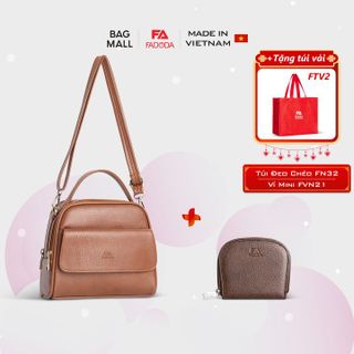 COMBO SIÊU HỜI - TÚI ĐEO VAI NỮ CAO CẤP FN32 VÀ VÍ DA MINI THỜI TRANG FADODA FVN21