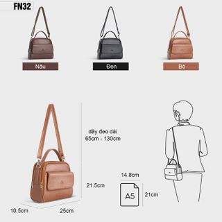 COMBO SIÊU HỜI - TÚI ĐEO VAI NỮ CAO CẤP FN32 VÀ VÍ DA MINI THỜI TRANG FADODA FVN21