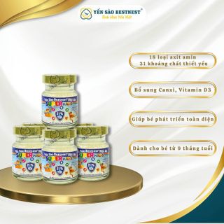 YẾN SÀO BESTNEST HỘI AN - YẾN SÀO CHƯNG SẴN SUPERKID'S 21% - HỘP 4 HŨ X 70ML