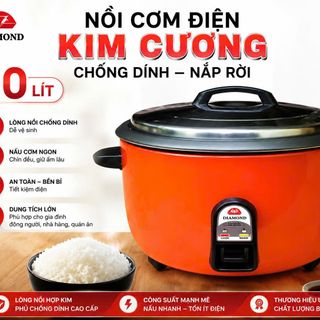 NỒI CƠM ĐIỆN KIM CƯƠNG CHỐNG DÍNH NẮP RỜI 10 Lít