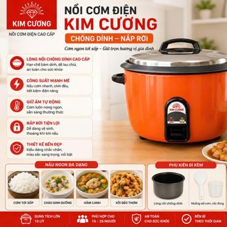 NỒI CƠM ĐIỆN KIM CƯƠNG CHỐNG DÍNH NẮP RỜI 10 Lít