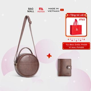 COMBO SIÊU HỜI - TÚI ĐEO CHÉO DA NỮ TRÒN MINI THỜI TRANG ĐƠN GIẢN FADODA FN30  VÀ VÍ DA MINI THỜI TRANG FADODA FVN21