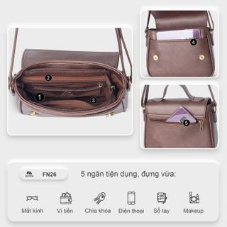 COMBO SIÊU HỜI - TÚI ĐEO CHÉO NỮ CỠ LỚN FN26 VÀ VÍ DA MINI THỜI TRANG FADODA FVN21