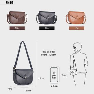 COMBO SIÊU HỜI - TÚI ĐEO CHÉO NỮ ĐA NĂNG FN19 VÀ VÍ DA MINI THỜI TRANG FADODA FVN21