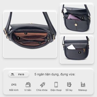 COMBO SIÊU HỜI - TÚI ĐEO CHÉO NỮ ĐA NĂNG FN19 VÀ VÍ DA MINI THỜI TRANG FADODA FVN21