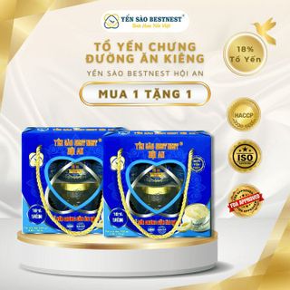 [MUA 1 TẶNG 1] YẾN SÀO BESTNEST HỘI AN - TỔ YẾN CHƯNG SẴN ĐƯỜNG ĂN KIÊNG 18% - HỘP QUAI XÁCH 6 HŨ X 70ML
