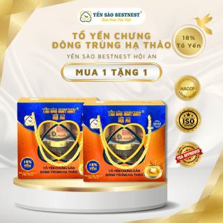 [MUA 1 TẶNG 1] YẾN SÀO BESTNEST HỘI AN - TỔ YẾN CHƯNG SẴN ĐÔNG TRÙNG 18% - HỘP QUAI XÁCH 6 HŨ X 70ML