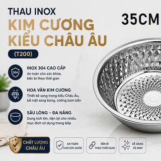 THAU INOX KIM CƯƠNG KIỂU CHÂU ÂU 35cm (T60)